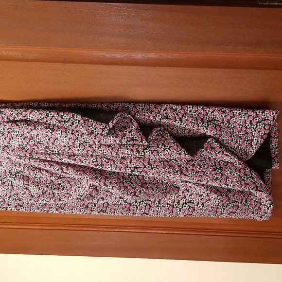 NWOT Rachel Zoe Midi Length Ruffle Black/Pink Floral Skirt size S - Picture 5 of 14